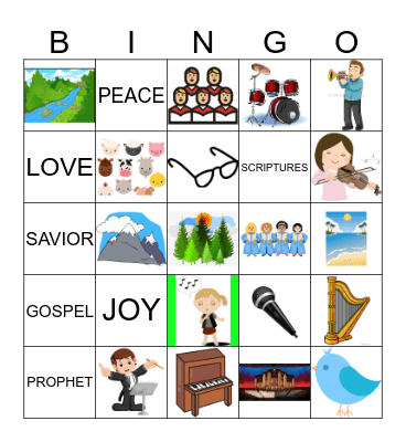 TABERNACLE CHOIR Bingo Card
