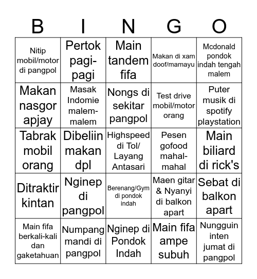 Janjian - Pangpol Bingo Card