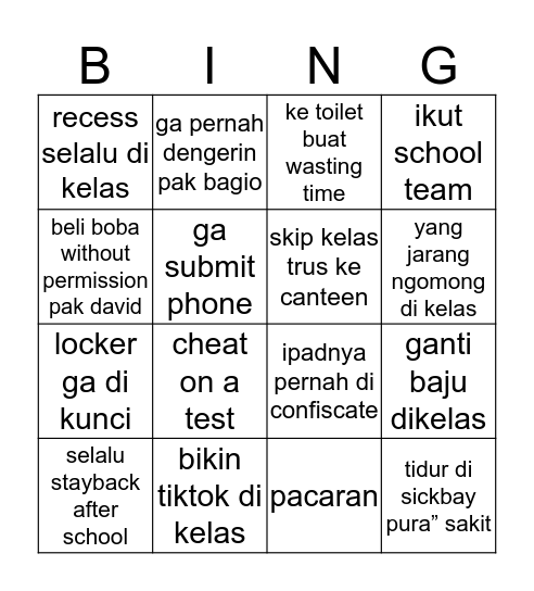 SEC2 BBS EDITION Bingo Card