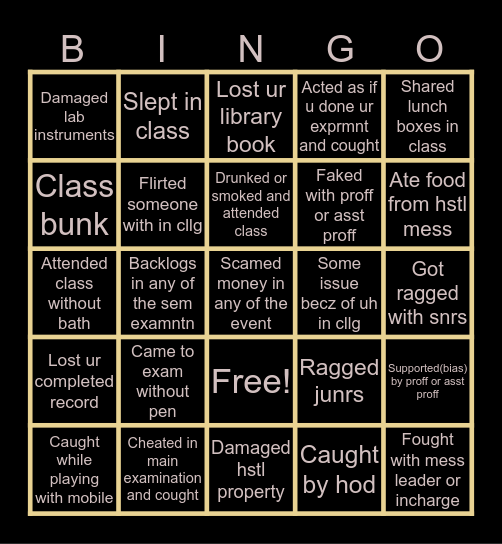 OUCT BINGO Card