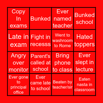 HEBRON SCHOOL BINGO Card