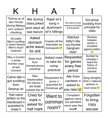 Vems unit-4 chua😎 Bingo Card