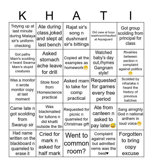 Vems unit-4 chua😎 Bingo Card