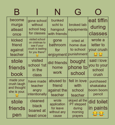 school of graduates Bingo Card