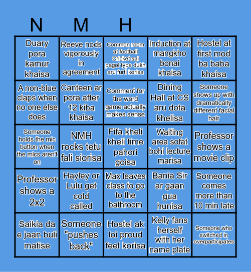 The NMH Bingo Card