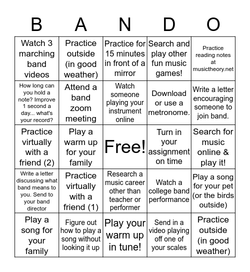 Rebel Bando Bingo Card