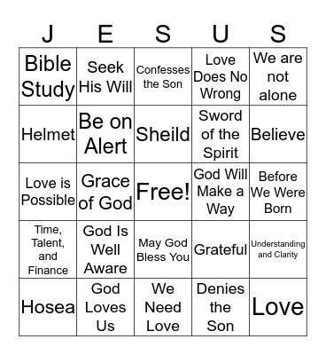 First Calvary Baptist Salisbury, NC 3/29/20 Bingo Card