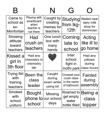 Being A Montfortian Bingo Card