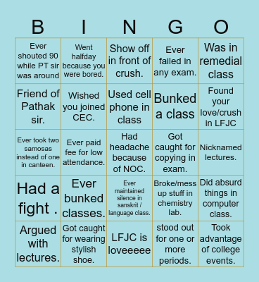 LFJC Bingo Card