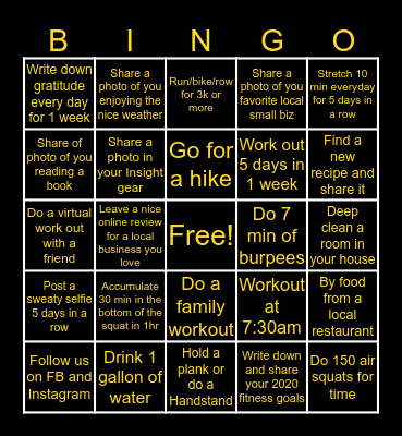 #IAMINSIGHTSTRONG Bingo Card