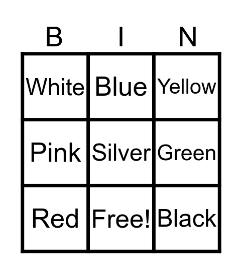 Color Explosion Bingo Card