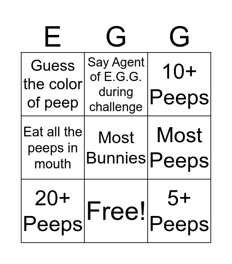 Agents of E.G.G. Bingo Card