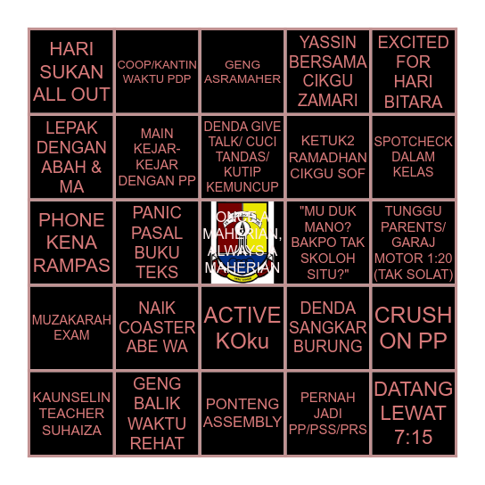 SMK DATO' AHMAD MAHER Bingo Card