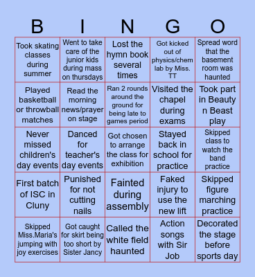 Cluny Malleswaram edition Bingo Card