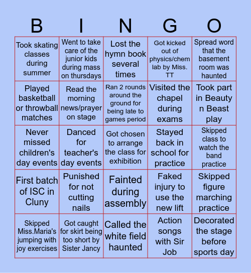 Cluny Malleswaram edition Bingo Card