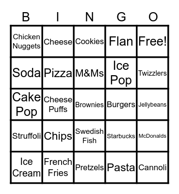 Junk Food Fiesta! Bingo Card