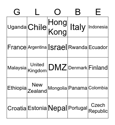Capstone GLOBE "Bingo" Bingo Card
