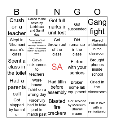 SANGAM ACADEMY, 07 Bingo Card