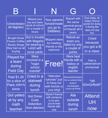 DeBakey HSHP Bingo Card