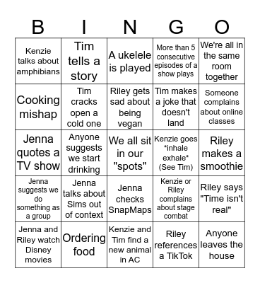 39 Tow House Bingo Sheet Bingo Card