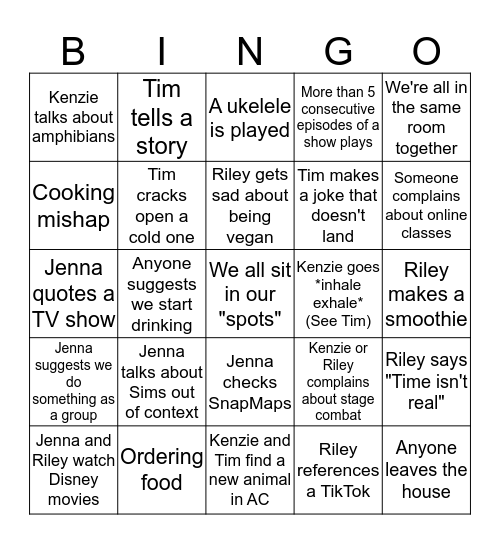 39 Tow House Bingo Sheet Bingo Card