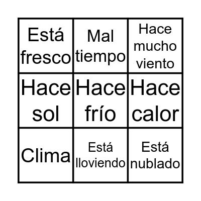 Capítulo 5-3: El tiempo Bingo Card