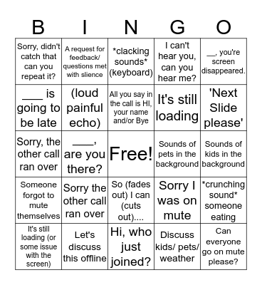 Conference Call BINGO Card