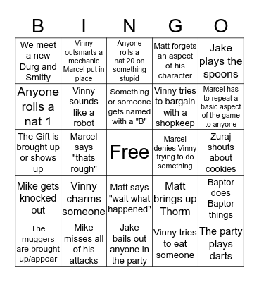 D&D Bingo Card