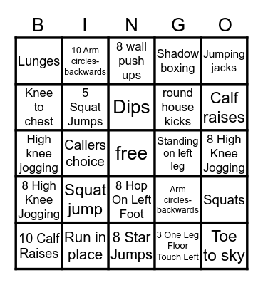 FITNESS Bingo Card