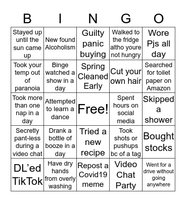 Quarantine Bingo Card