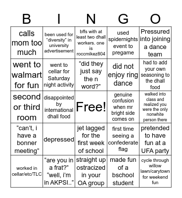 Actual UR bingo (if ur not white) Bingo Card