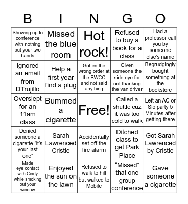 SLC Bingo Card