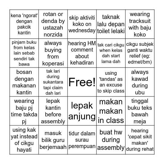 BINGO SMK DTHO EDITION Bingo Card