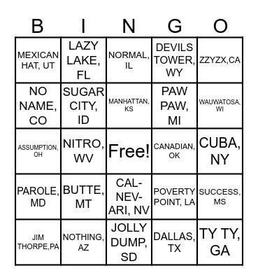 PLACES WEI'S DRIVEN BY Bingo Card