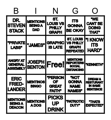BESHEAR BRIEFING BINGO Card
