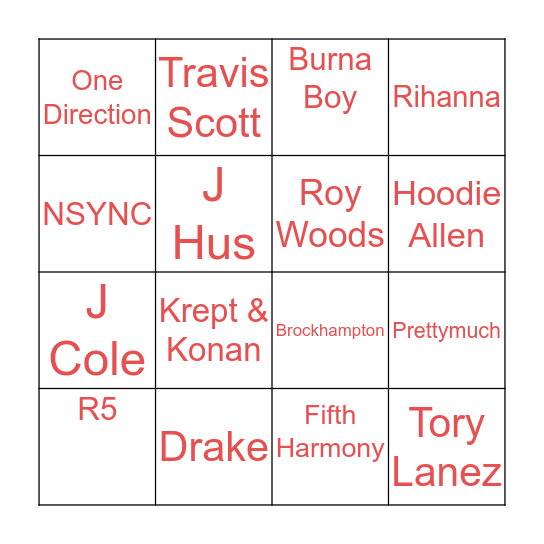 Malika’s Bingo Card