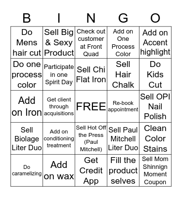 Salon Bingo Card