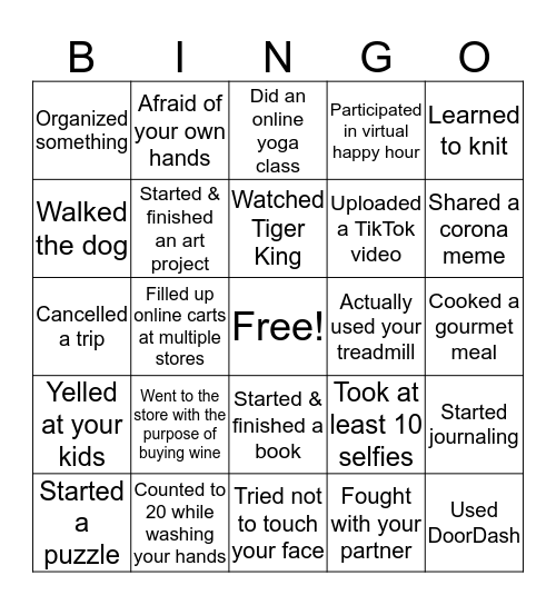 Shelter in Place 2 Bingo Card