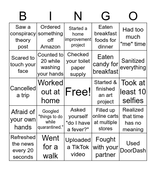 Shelter in Place 3 Bingo Card