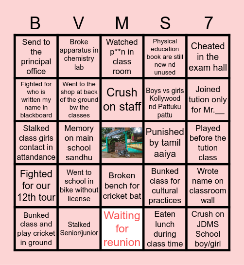 BVMS 2K17 Bingo Card