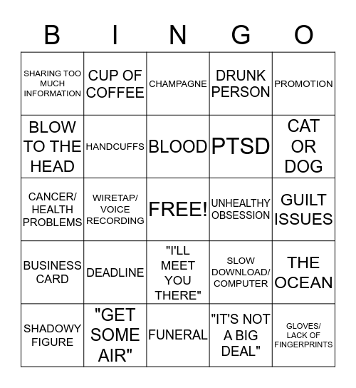 LIFETIME MOVIE BINGO Card