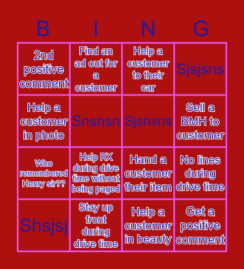 NPS Bingo Card