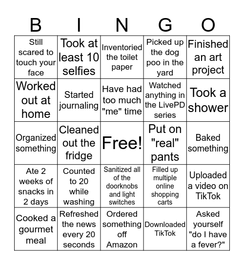 Shelter in Place 6 Bingo Card