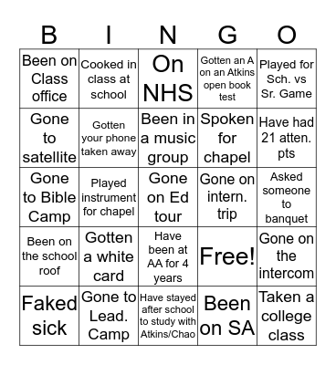 AA Bingo Card