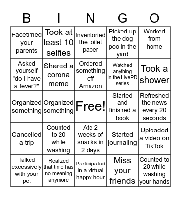 Shelter in Place 7 Bingo Card