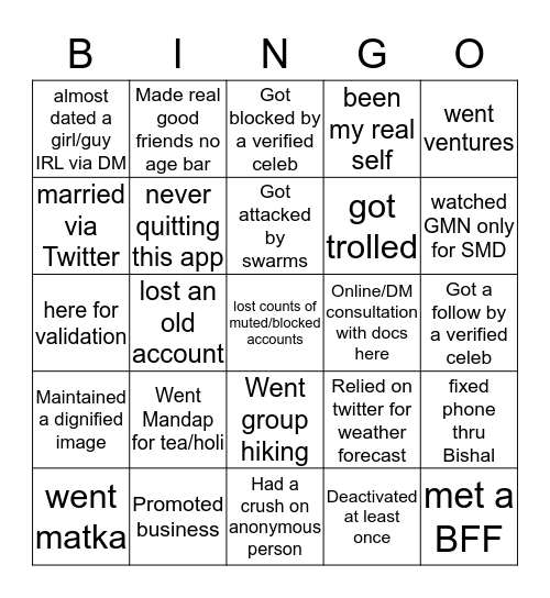 N E P A L I    T W I T T E R  B I N G O Bingo Card