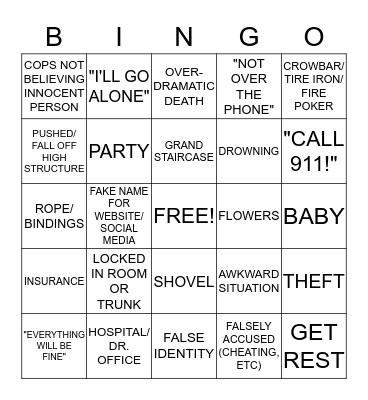LIFETIME MOVIE BINGO Card