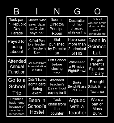 Himalayan International School Bingo Card