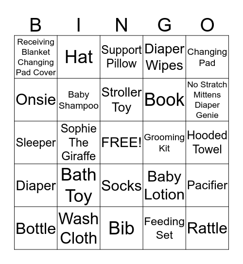 CARLY'S BABY BINGO Card