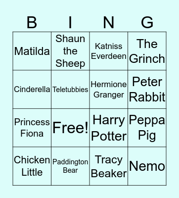 Famous Characters Bingo Card